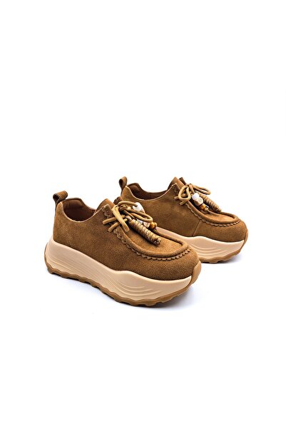 Guja Genuine Suede Leather 5 cm High Sole Tan Color Native Casual Shoes