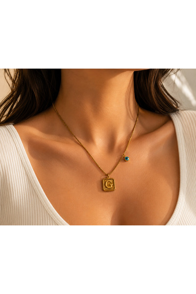 Archhazel Jewelery قلادة نسائية على شكل حرف G مرصعة بالخرز باللون الذهبي
