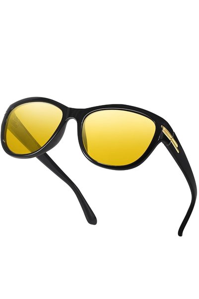 FIMILU Ochelari pentru femei, lentile polarizate galbene, anti-reflexie, reduc oboseala ochilor, culoarea ramei negru