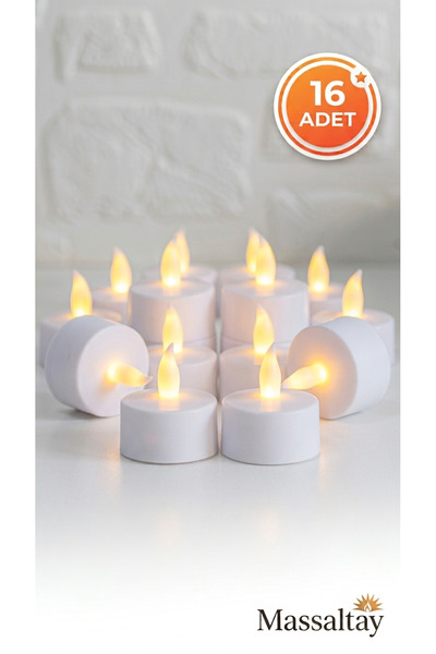 Massaltay Beyaz LED Tealight Mum Pilli Alevsiz Dekoratif Mum | Doğum Günü, Dü...