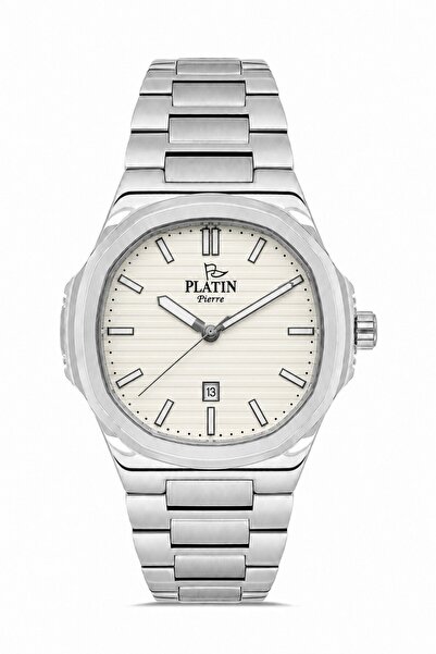 Platin Pierre ساعة يد رجالية بحزام فولاذي مع تقويم SA-PL-1233GA-A1