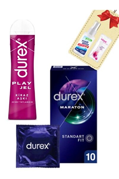 Durex Maraton 10'lu Geciktiricili Prezervatif-Kirazlı Jel 50 ml Set+Ağız Bakı...