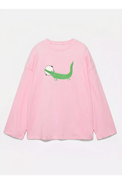 Disante 100% bumbac, cu potrivire oversize, cu imprimeu de crocodil - tricou ...