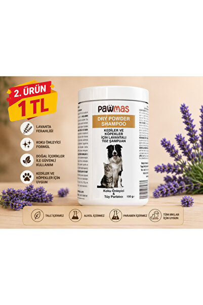 Pawmas Dry Powder Shampoo Lavantalı Kuru Toz Şampuan Kedi Köpek Tüy Bakım Ürü...