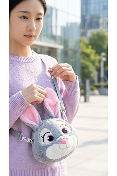 Alka Peluş Zootopia Judy Hopps Peluş Yan Çantası – Fermuarlı Gizli Bölmeli Om...