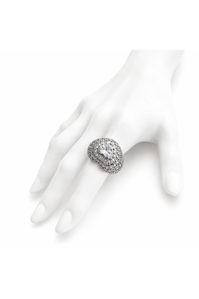 ElectraStore Inel Reglabil Cu Cristale Silver Heart