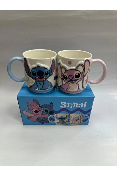 Genel Markalar Stitch 2li Kabartmalı Kupa Bardak