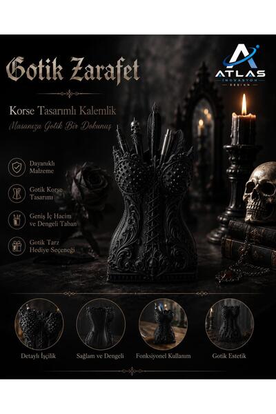 Atlas Inovasyon Gotik Zarafet: Kor­se Tasarımlı Dekoratif Kalemlik