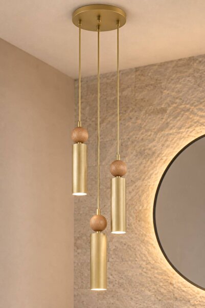 VENON Alkan 3-Piece Antiqued Wood Spotlight Chandelier | |   15 cm Tray Ceili...