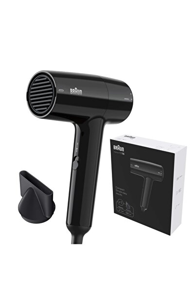 Braun Hairdryer HD1.5 Compact Hair Dryer with Drying Nozzle, 1800W, Black Glo...