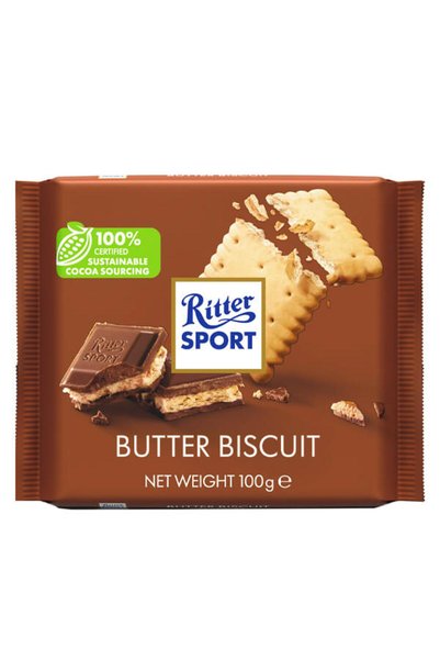 Roshen RITTER SPORT ΣΟΚΟΛΑΤΑ 100gr. - (ΓΑΛΑΚΤΟΣ ΜΕ ΜΠΙΣΚΟΤΟ ΒΟΥΤΥΡΟΥ)