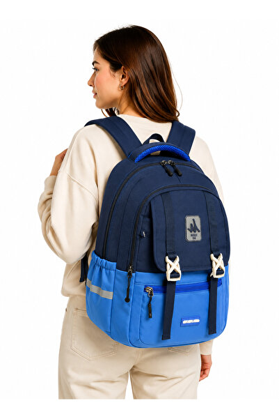 Bevitton 707 Navy Blue Water Resistant Fabric School Bag Lightweight Unisex D...