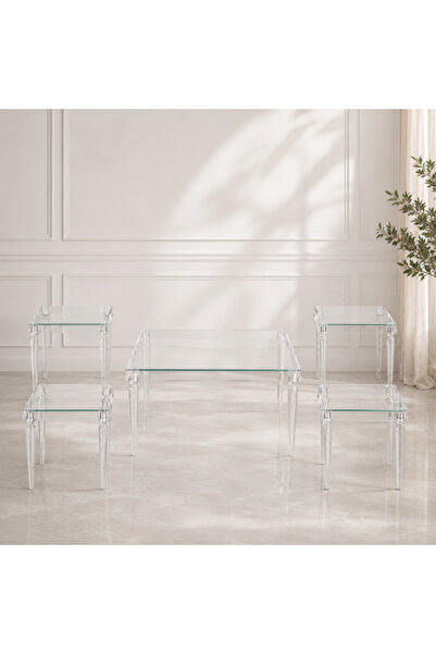 on home Modern Acrylic Furniture 1+4 Table Set - Transparent Luxury Design