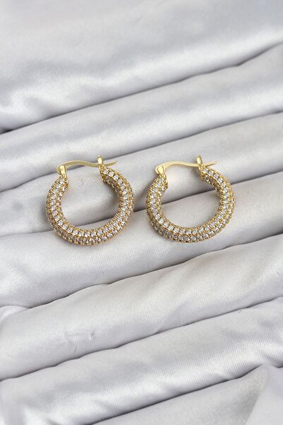 Skygo Gold Color Full Zircon Stone Hoop Women's Earrings Tj-Bkp11940