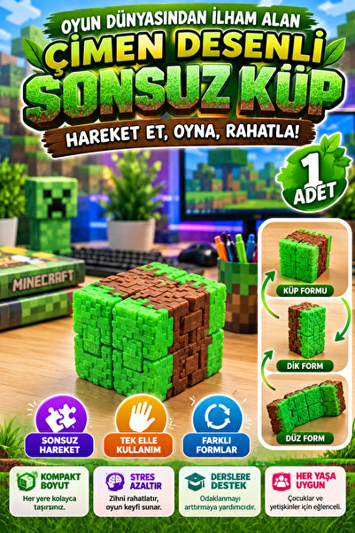 OpenCity Grass Patterned Infinity Cube Infinite Cube Movable Stress Cube Fold...