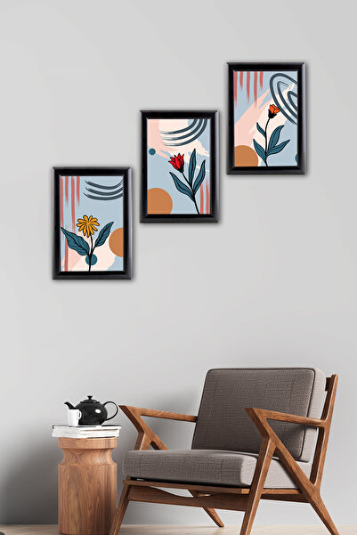 Tilki Dünyası 3-Piece A4 Black Frame Set Bohemian - Decorative Black Aluminum...