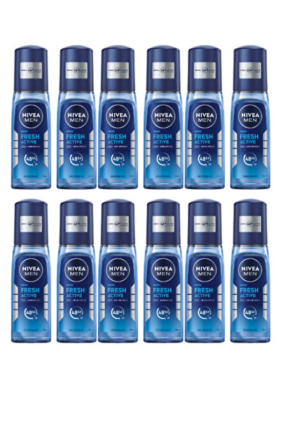 NIVEA Men Active Fresh 75 ML Deodorant 48 Saat Koruma X 12 Adet