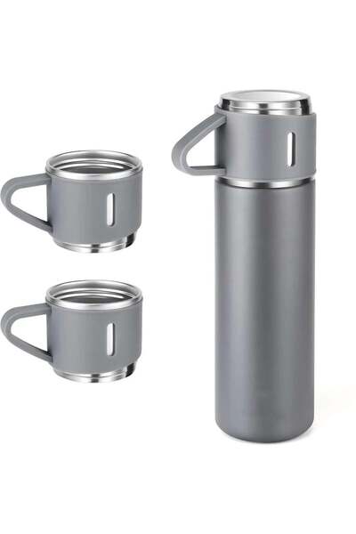 Promagg Thermos set 500 ml with 3 stainless steel cups, ideal for travel and ...