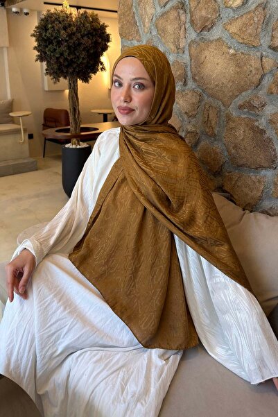 lamelif Ethnic Pattern Ayrobin Floral Jacquard Shawl Camel