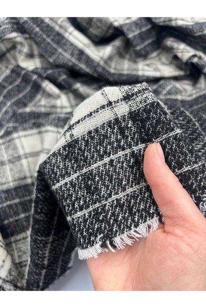 ELNA KUMAŞ Siyah Beyaz Kareli Flanel Kumaş – Kışlık Oduncu Gömleklik
