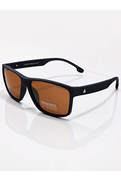 Fumes Summit Polarized Square Sunglasses for Men & Women, Matte Dark Brown Fr...