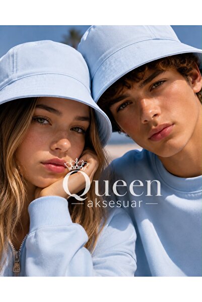 QUEEN AKSESUAR Unisex Solid Color Light Blue Bucket Hat Fisherman Cap Summer ...
