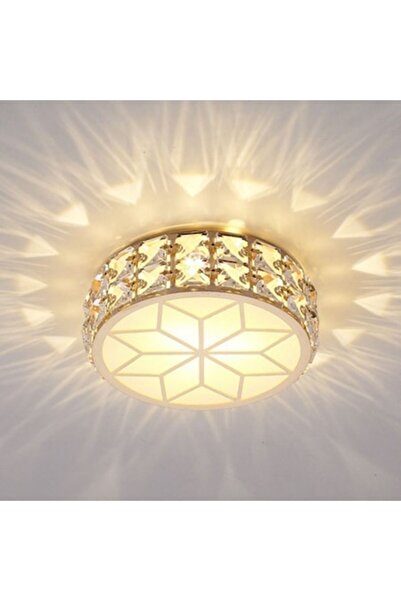 Laleluli Plafonieră LED cu cristale, Auriu, Rotundă, 20 x 20 x 10 cm, 24W, LA...