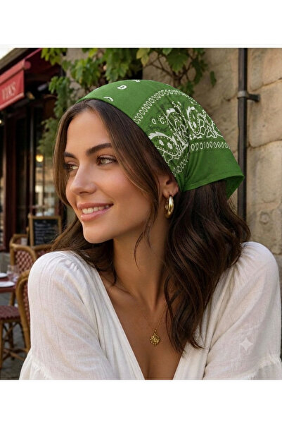MutluBiDünya Etnik Desen Kare Pamuklu Bandana Fular
