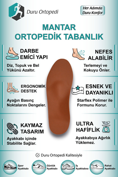DURU ORTOPEDİ Ortopedik Mantar Tabanlık (1 Çift)