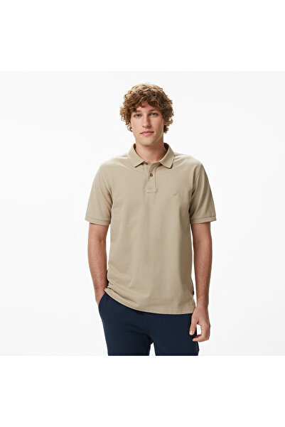 Nautica Men's Beige Regular Fit Polo Neck T-Shirt