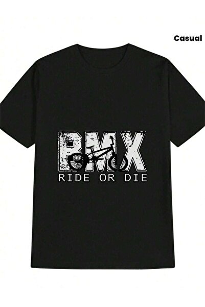 9JY تي شيرت رجالي كاجوال برقبة دائرية مع طباعة BMX، تي شيرت برسومات "BMX Ride...