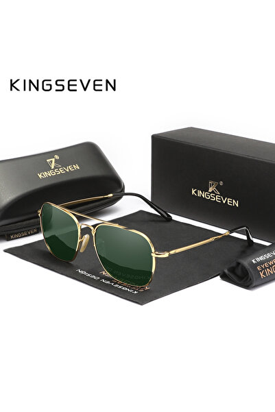 choice2 نظارات شمسية كلاسيكية جديدة من KINGSEVEN طراز C2-Gold-Green للرجال وا...