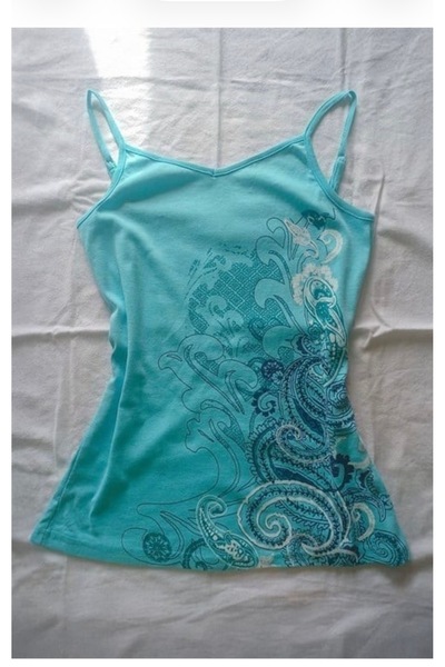 Pop Giyim Turkuaz Flower Motifli Y2K Askılı Crop Body