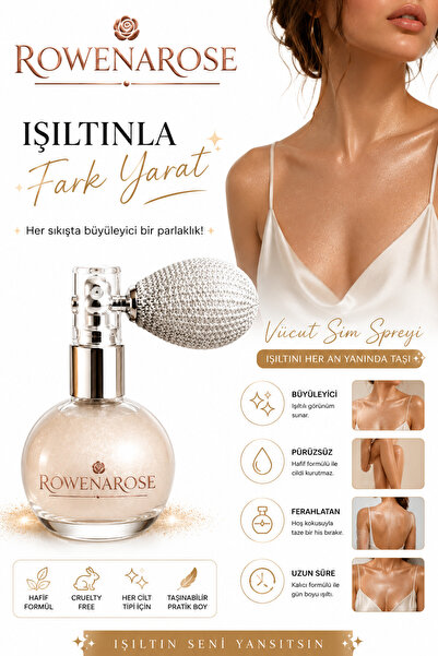 ROWENAROSE Yüz Ve Vucut Simi Işıltılı Pudra Spray Basmalı Sprey (SHİMMER POWD...
