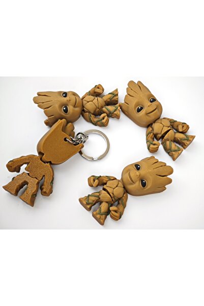 Baby Groot Hareketli Figür Anahtarlık Esnek Oyuncak Çanta Charm Flexi