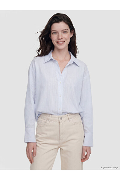 LC Waikiki Striped Oversize Oxford Women's Shirt