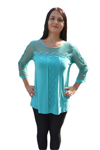 OEM Bluza eleganta, de ocazie, culoare turcoaz cu insertii de strasuri