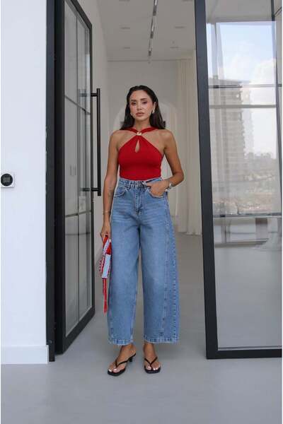 Havoş Blue Double-Stitched Mom Jeans