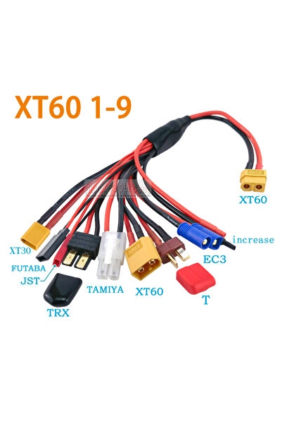 Choice كابل تحويل XT60 1-9 متعدد المقابس مع أطراف توصيل T وEC3 وXT30 وJST وTR...