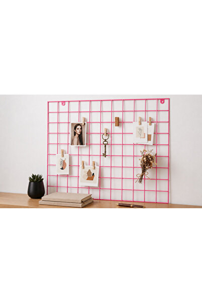 LEFİEV 50x70 cm Renkli Metal Tel Pano | Duvara Asılabilir Fotoğraf Not Panosu...