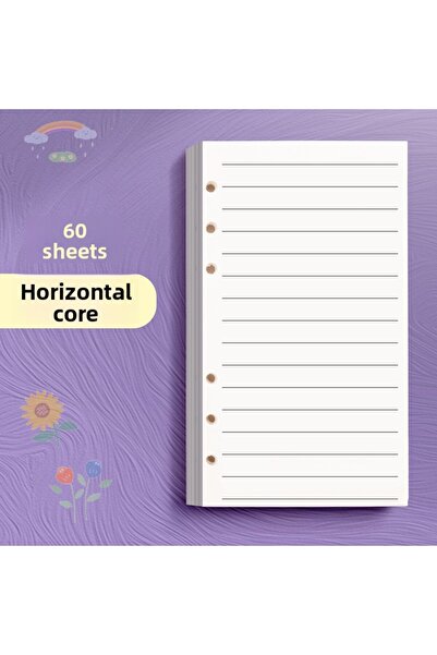 Choice underline 60 Sheets Blank A6 Loose Leaf Refill 6-Ring Binder Inserts f...