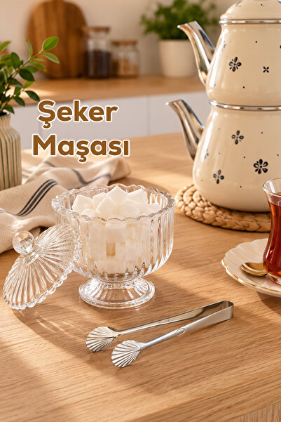 Porsima İstiridye Şeker Maşası Paslanmaz Çelik Servis Maşası Küp Şeker Buz Ma...
