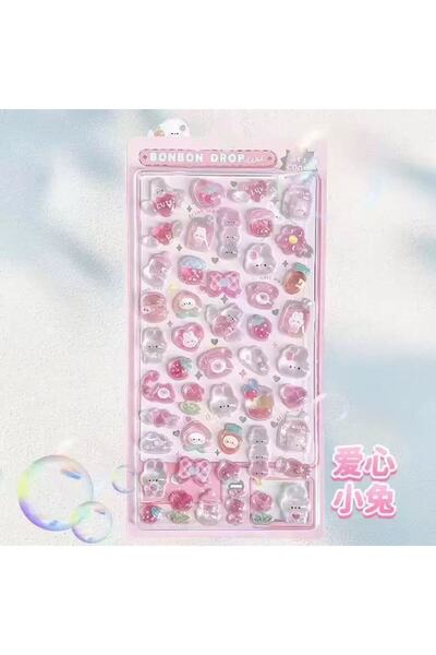 Choice4 A 1pcs //Kawaii 3D Jelly Resin Stickers Cute Cartoon Sparkle Transpar...