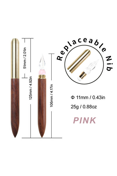 Choice4 Pink SeamiArt 1pc Wood Handle With 1pc Replaceable Glass Nib Dip Pen ...