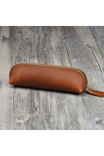Choice1 Dark brown 2026 Vintage Leather Pencil Bag Simple Stationery Hoder Pe...