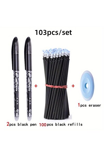 Choice1 103pcs black set 103pcs/set Black Blue Ink Erasable Pen Refills Rods ...