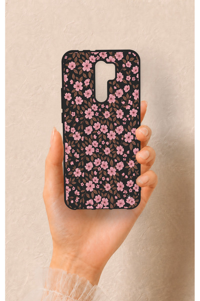 Vip Case Redmi 9 Uyumlu Mini Pembe Çiçek Desenli Silikon Kılıf