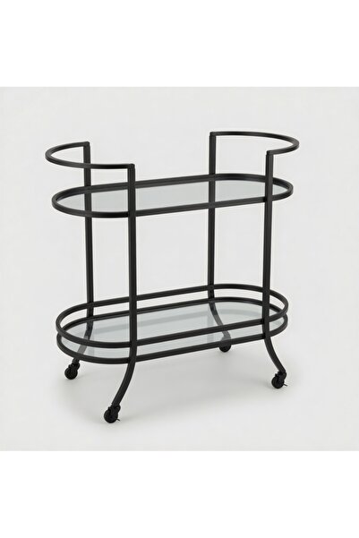 YINZUO YIZNUO Fully Assembled Bar Cart with 2 Tempered Glass Shelves, Rolling...