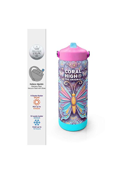 Coral High Kelebek Desenli Çelik Termos Matara 650 ml 38306