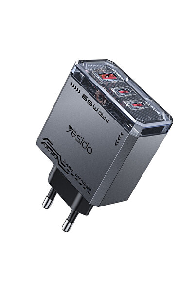 CLICK Yesido - Wall Charger (YC101) - USB, 2x Type-C, GaN, Fast Charging, 65W...